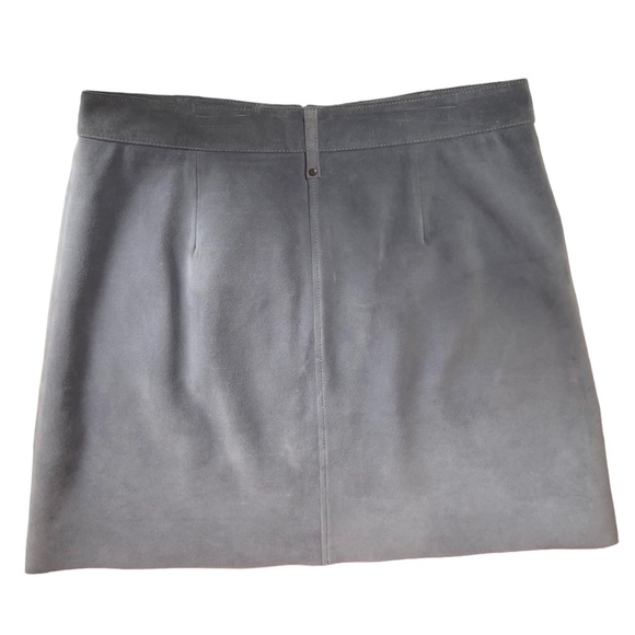 Reiss Grey Suede Real Leather Front Zip Mini Skirt UK12 - Picture 6 of 6